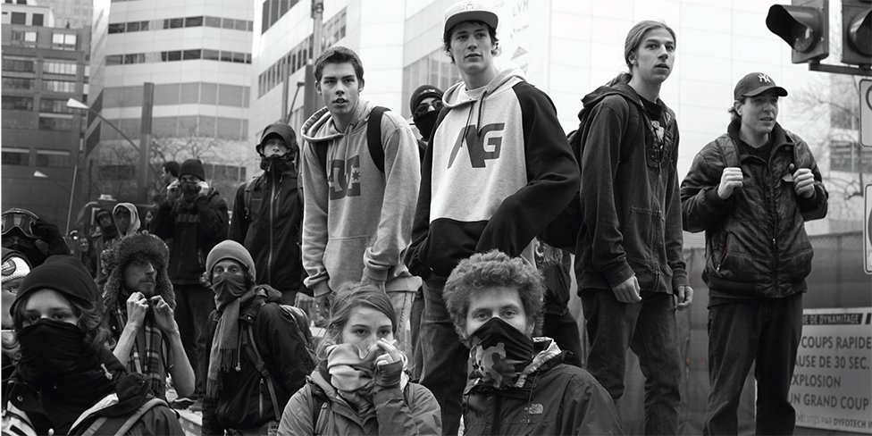 Boys and girls on protest