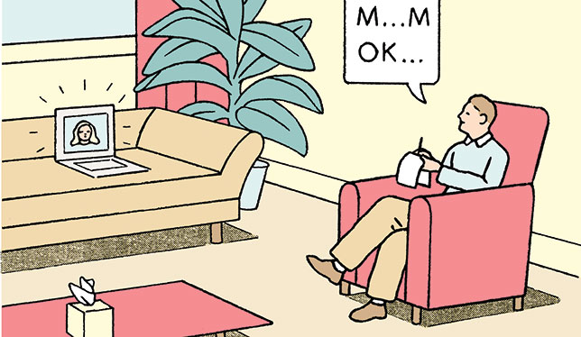 Man sitting on sofa see on laptop illustration 3