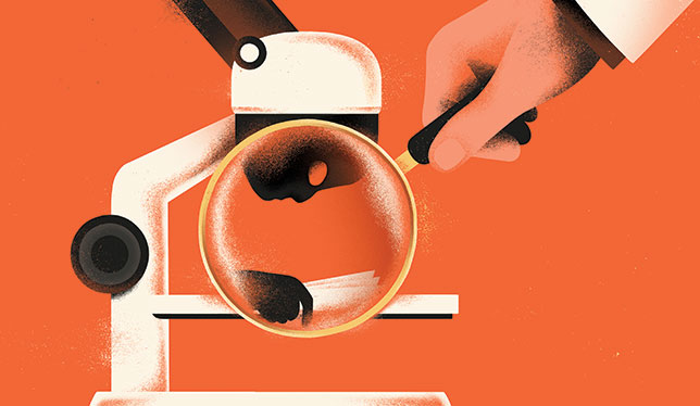 Illustration of microscope and magnifying glass.
